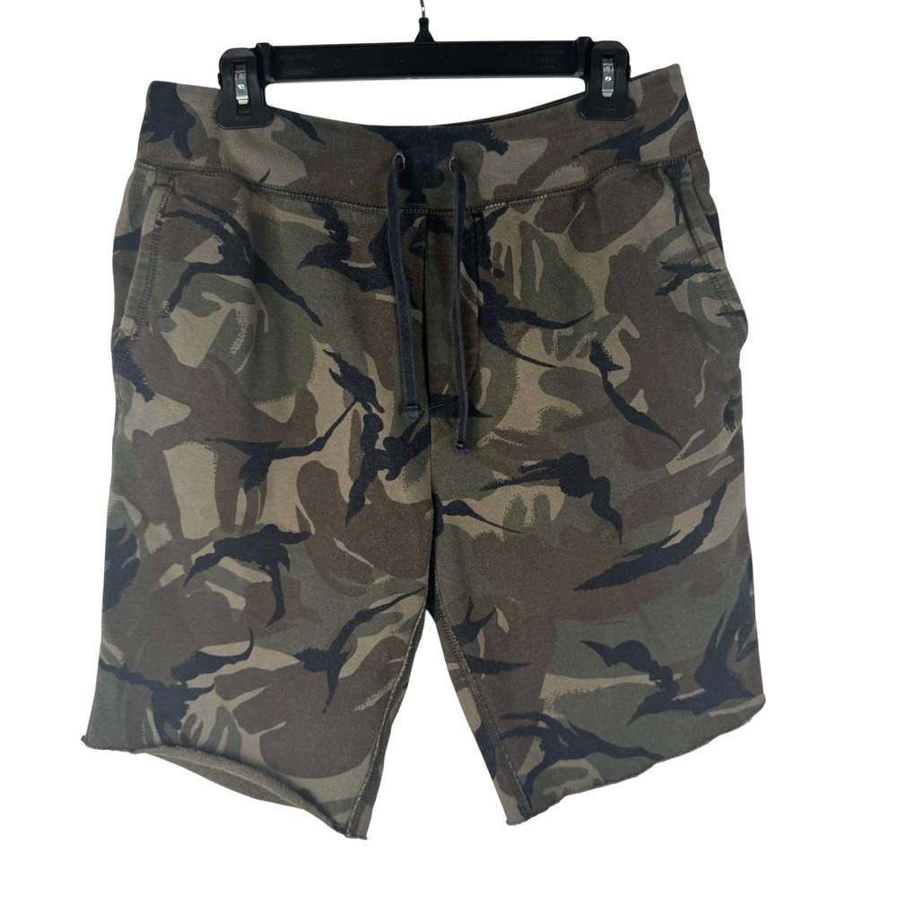 Polo Ralph Lauren Camo Fleece Sweat Shorts Mens M Green Brown Woodland